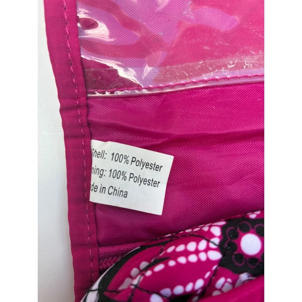 Modella Hanging Toiletry Bag Pink Black Floral Quilted Travel Organizer Case